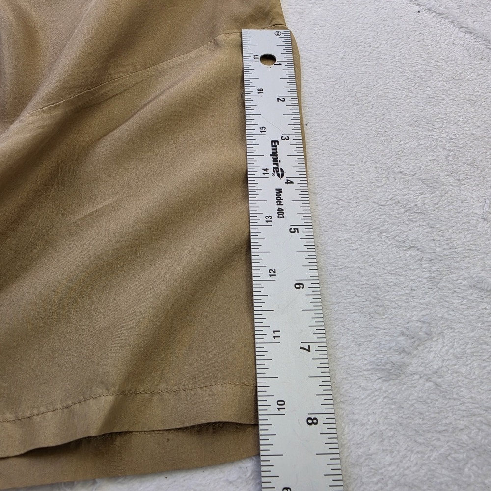 Oscar de la Renta Expressions 100% Silk Blouse Women's Large Beige Button Front - Picture 8 of 9
